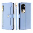 For OPPO Reno10 Pro 5G Lite Sheep Texture Cross-body Zipper Wallet Leather Phone Case(Blue) - 1