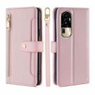 For OPPO Reno10 Pro 5G Lite Sheep Texture Cross-body Zipper Wallet Leather Phone Case(Pink) - 1