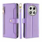 For OPPO A2 Pro 5G Sheep Texture Cross-body Zipper Wallet Leather Phone Case(Purple) - 1