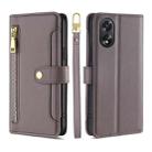 For OPPO A38 4G / A18 4G Sheep Texture Cross-body Zipper Wallet Leather Phone Case(Grey) - 1
