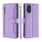 For OPPO A38 4G / A18 4G Sheep Texture Cross-body Zipper Wallet Leather Phone Case(Purple) - 1