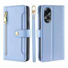 For OPPO A58 4G Lite Sheep Texture Cross-body Zipper Wallet Leather Phone Case(Blue) - 1