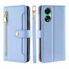 For OPPO A78 4G Sheep Texture Cross-body Zipper Wallet Leather Phone Case(Blue) - 1