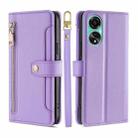 For OPPO A78 4G Lite Sheep Texture Cross-body Zipper Wallet Leather Phone Case(Purple) - 1