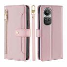 For OPPO Reno10 5G / Reno10 Pro 5G Global Sheep Texture Cross-body Zipper Wallet Leather Phone Case(Pink) - 1