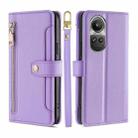 For OPPO Reno10 5G / Reno10 Pro 5G Global Sheep Texture Cross-body Zipper Wallet Leather Phone Case(Purple) - 1