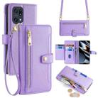 For OPPO Find X5 Pro Sheep Texture Cross-body Zipper Wallet Leather Phone Case(Purple) - 1