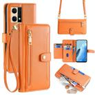 For OPPO Reno7 4G / F21 Pro 4G Sheep Texture Cross-body Zipper Wallet Leather Phone Case(Orange) - 1