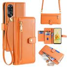 For OPPO Reno8 T 4G Sheep Texture Cross-body Zipper Wallet Leather Phone Case(Orange) - 1