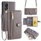 For OPPO Reno8 T 4G Sheep Texture Cross-body Zipper Wallet Leather Phone Case(Grey) - 1