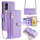 For OPPO Reno8 T 4G Sheep Texture Cross-body Zipper Wallet Leather Phone Case(Purple) - 1