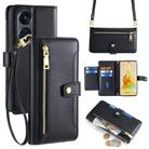 For OPPO Reno8 T 5G / A1 Pro 5G Sheep Texture Cross-body Zipper Wallet Leather Phone Case(Black) - 1