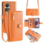 For OPPO Reno10 5G Global Sheep Texture Cross-body Zipper Wallet Leather Phone Case(Orange) - 1