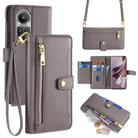 For OPPO Reno10 5G Global Sheep Texture Cross-body Zipper Wallet Leather Phone Case(Grey) - 1