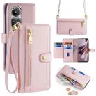 For OPPO Reno10 5G Global Sheep Texture Cross-body Zipper Wallet Leather Phone Case(Pink) - 1