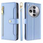 For OPPO Find X7 Ultra 5G Sheep Texture Cross-body Zipper Wallet Leather Phone Case(Blue) - 1