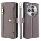 For OPPO Find X7 Ultra 5G Sheep Texture Cross-body Zipper Wallet Leather Phone Case(Grey) - 1