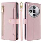 For OPPO Find X7 Ultra 5G Sheep Texture Cross-body Zipper Wallet Leather Phone Case(Pink) - 1