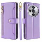 For OPPO Find X7 Ultra 5G Sheep Texture Cross-body Zipper Wallet Leather Phone Case(Purple) - 1