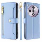 For OPPO Find X7 5G Sheep Texture Cross-body Zipper Wallet Leather Phone Case(Blue) - 1