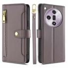 For OPPO Find X7 5G Sheep Texture Cross-body Zipper Wallet Leather Phone Case(Grey) - 1