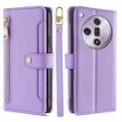 For OPPO Find X7 5G Sheep Texture Cross-body Zipper Wallet Leather Phone Case(Purple) - 1