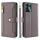 For OPPO Reno11 F 5G Sheep Texture Cross-body Zipper Wallet Leather Phone Case(Grey) - 1