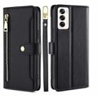 For OPPO Reno12 5G Global Sheep Texture Cross-body Zipper Wallet Leather Phone Case(Black) - 1