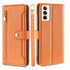 For OPPO Reno12 5G Global Sheep Texture Cross-body Zipper Wallet Leather Phone Case(Orange) - 1