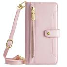 For OPPO Reno12 5G Global Sheep Texture Cross-body Zipper Wallet Leather Phone Case(Pink) - 2