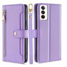 For OPPO Reno12 5G Global Sheep Texture Cross-body Zipper Wallet Leather Phone Case(Purple) - 1