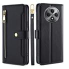 For OPPO Reno12 F 5G Sheep Texture Cross-body Zipper Wallet Leather Phone Case(Black) - 1