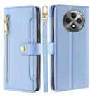 For OPPO Reno12 F 5G Sheep Texture Cross-body Zipper Wallet Leather Phone Case(Blue) - 1