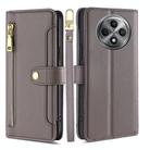 For OPPO Reno12 F 5G Sheep Texture Cross-body Zipper Wallet Leather Phone Case(Grey) - 1