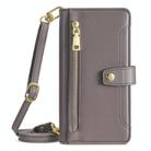 For OPPO Reno12 F 5G Sheep Texture Cross-body Zipper Wallet Leather Phone Case(Grey) - 2