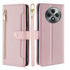 For OPPO Reno12 F 5G Sheep Texture Cross-body Zipper Wallet Leather Phone Case(Pink) - 1