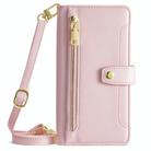 For OPPO Reno12 F 5G Sheep Texture Cross-body Zipper Wallet Leather Phone Case(Pink) - 2