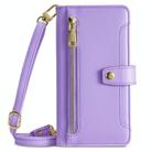 For OPPO Reno12 F 5G Sheep Texture Cross-body Zipper Wallet Leather Phone Case(Purple) - 2