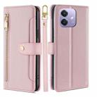 For OPPO A3 5G India Sheep Texture Cross-body Zipper Wallet Leather Phone Case(Pink) - 1