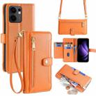 For OPPO Reno13 F 5G / 4G Sheep Texture Cross-body Zipper Wallet Leather Phone Case(Orange) - 1