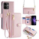 For OPPO Reno13 F 5G / 4G Sheep Texture Cross-body Zipper Wallet Leather Phone Case(Pink) - 1