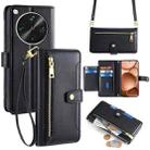 For OPPO Find X8 Ultra 5G Sheep Texture Cross-body Zipper Wallet Leather Phone Case(Black) - 1