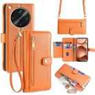 For OPPO Find X8 Ultra 5G Sheep Texture Cross-body Zipper Wallet Leather Phone Case(Orange) - 1