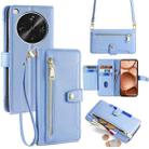 For OPPO Find X8 Ultra 5G Sheep Texture Cross-body Zipper Wallet Leather Phone Case(Blue) - 1