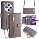 For OPPO Find X8s+ 5G Sheep Texture Cross-body Zipper Wallet Leather Phone Case(Grey) - 1