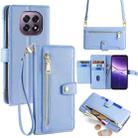 For OPPO A5 5G 2025 Global Sheep Texture Cross-body Zipper Wallet Leather Phone Case(Blue) - 1