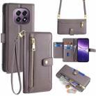 For OPPO A5 5G 2025 Global Sheep Texture Cross-body Zipper Wallet Leather Phone Case(Grey) - 1