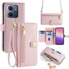 For OPPO A5x 5G Global Sheep Texture Cross-body Zipper Wallet Leather Phone Case(Pink) - 1