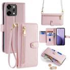 For OPPO Reno14 Pro 5G Sheep Texture Cross-body Zipper Wallet Leather Phone Case(Pink) - 1