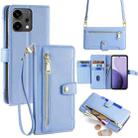 For OPPO Reno14 5G Sheep Texture Cross-body Zipper Wallet Leather Phone Case(Blue) - 1